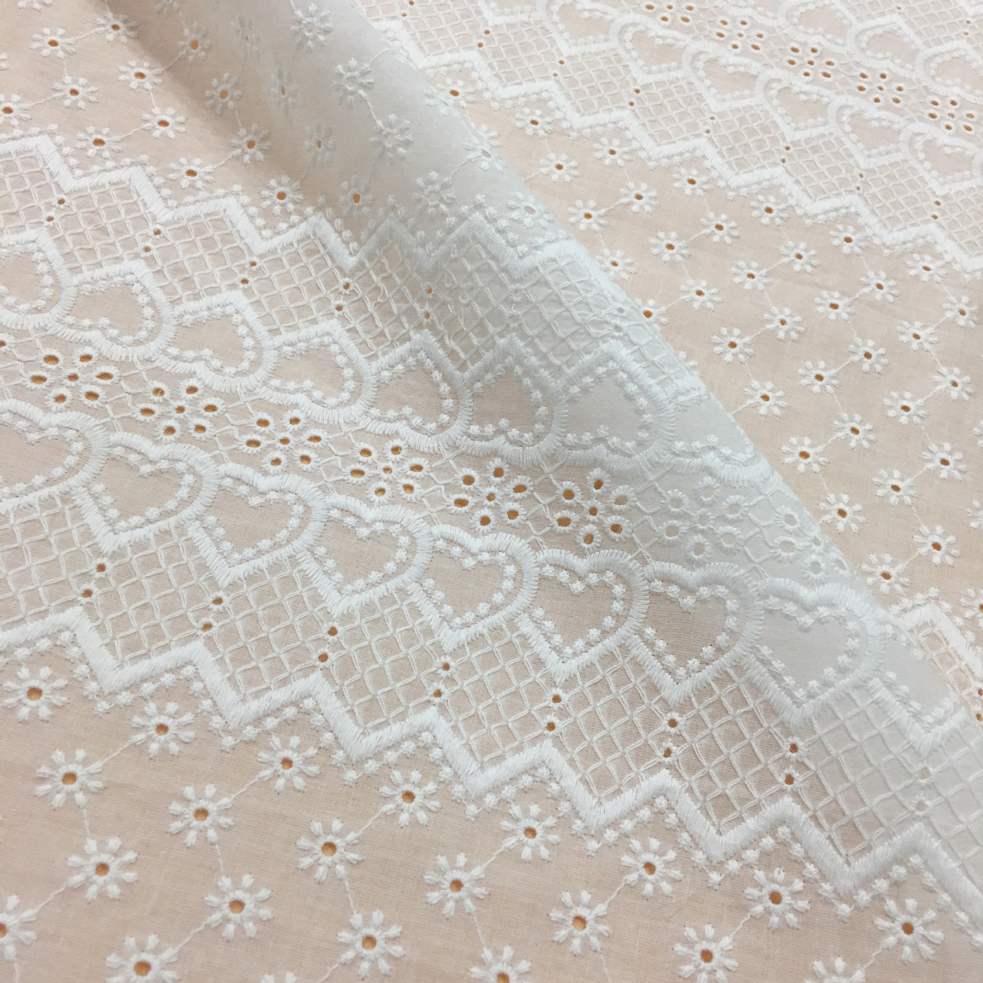 Sewing Eyelet Fabric - 130cm Wide Thin Loving Design Eyelet