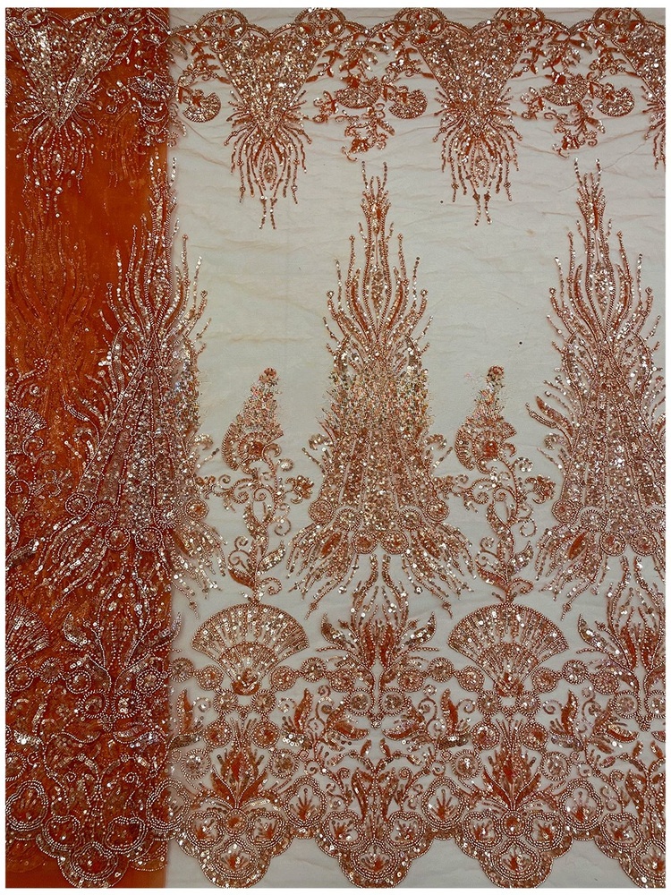 Textile And Sewing Supply - Hand Embroidered Beaded Fabric Heavy Work