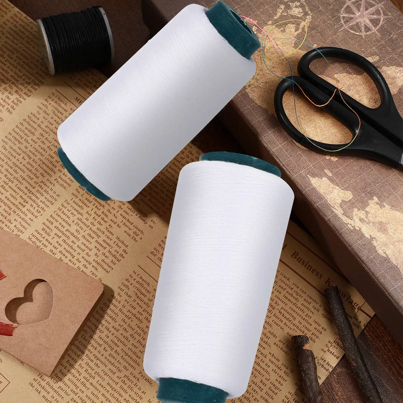 Sewing Thread In Textile - 3000 Yards Bleached White Cotton Thread