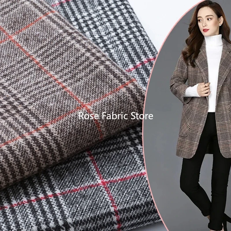 Sewing Tweed - 1 Meter Classic Woolen Houndstooth Check