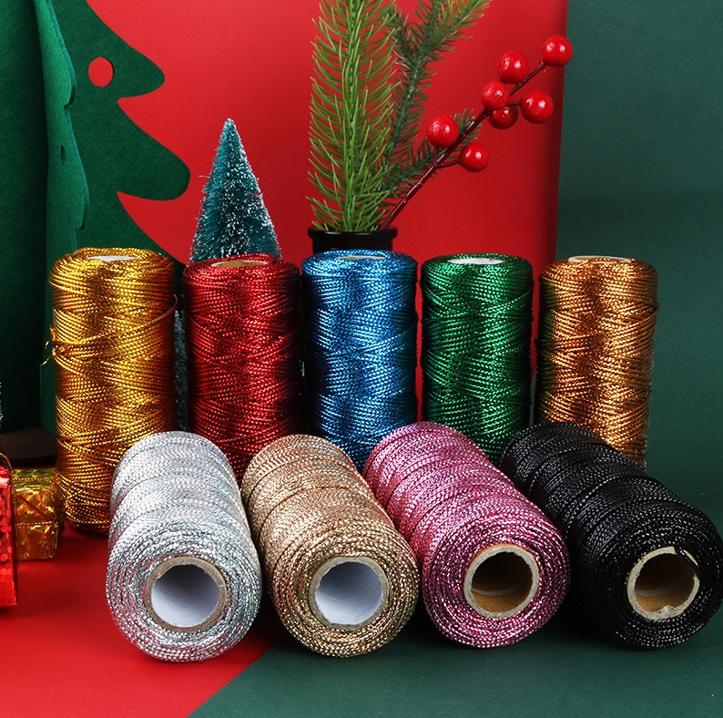 Sewing Thread In Textile - Gold and Silver Macrame Cord Rope
