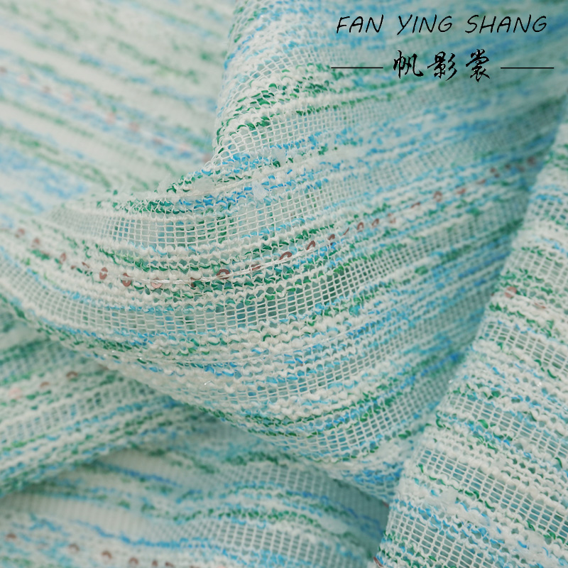 Green Sky Blue White Sequin Tw - Sewing Tweed reseña y precio