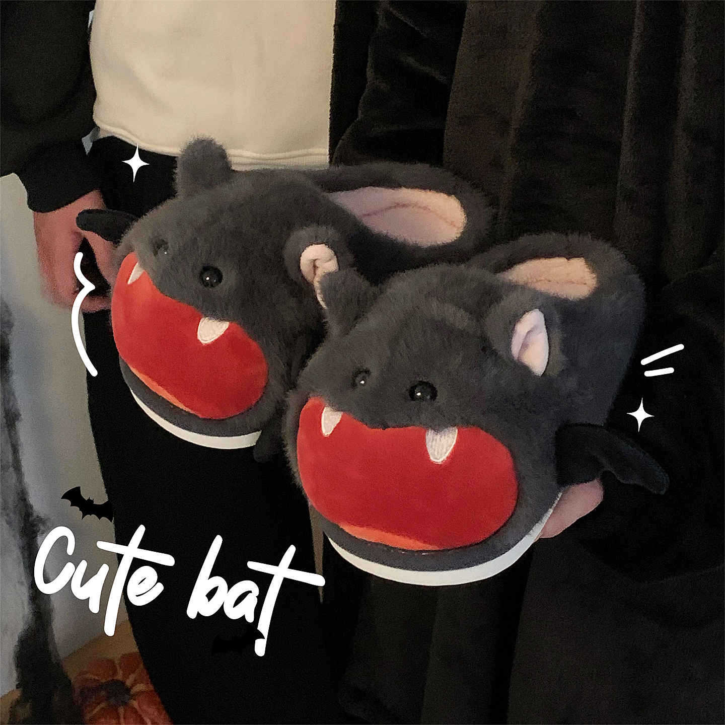 Halloween Bat Plush Slippers W - Sewing House reseña y precio