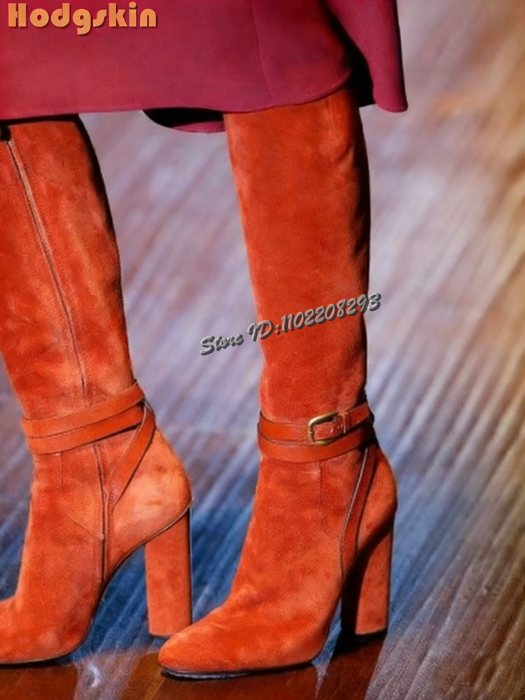 Retro Buckle Straps Boots Sued - Sewing Zipper reseña y precio