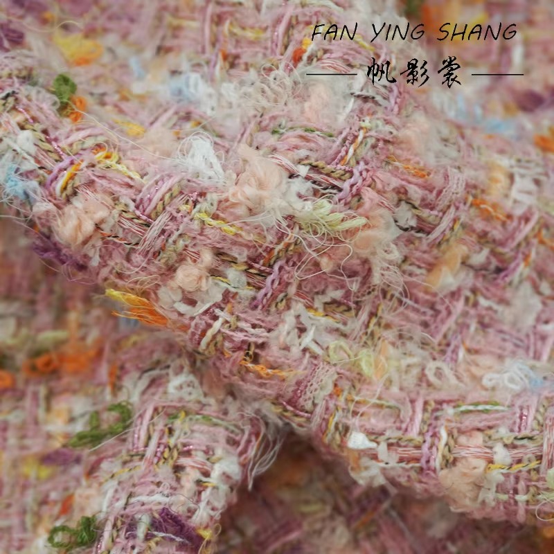 2025 Pink Color Weaving Plaid  - Sewing Tweed reseña y precio