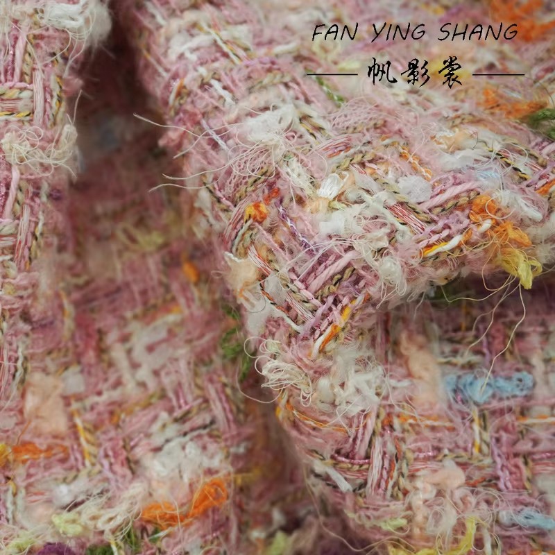 2025 Pink Color Weaving Plaid  - Sewing Tweed reseña y precio
