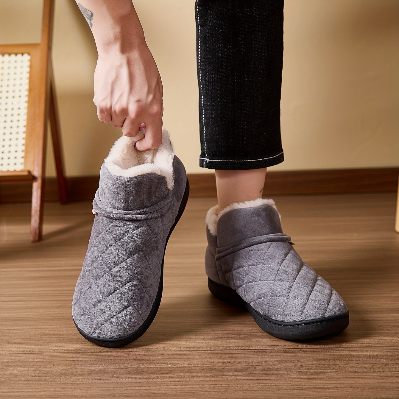 Winter Warm Plush Slippers Men - Sewing House reseña y precio