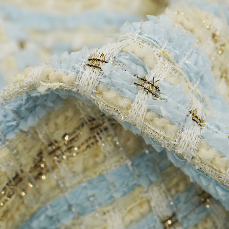 Blue Gold Interlace Plaid Twee - Sewing Tweed reseña y precio