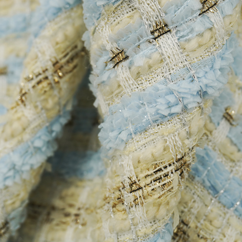 Blue Gold Interlace Plaid Twee - Sewing Tweed reseña y precio