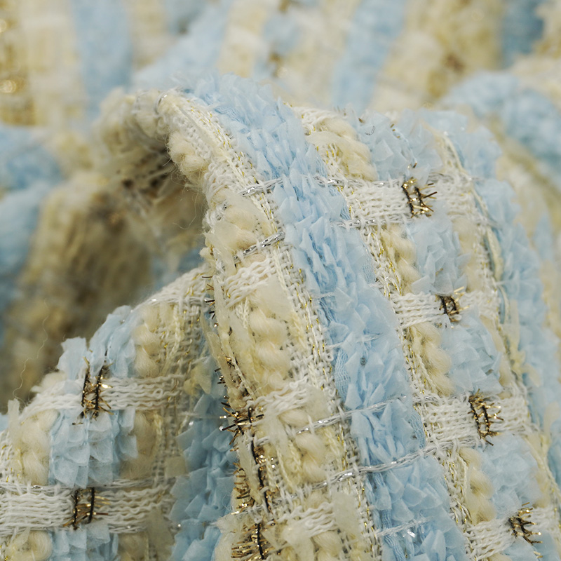 Blue Gold Interlace Plaid Twee - Sewing Tweed reseña y precio
