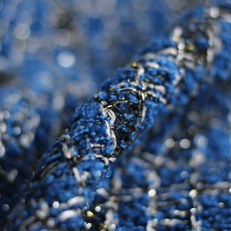 Blue Color Lattice Pattern Yar - Sewing Tweed reseña y precio