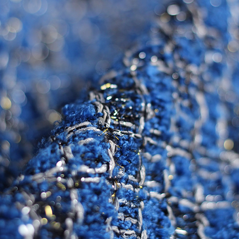 Blue Color Lattice Pattern Yar - Sewing Tweed reseña y precio