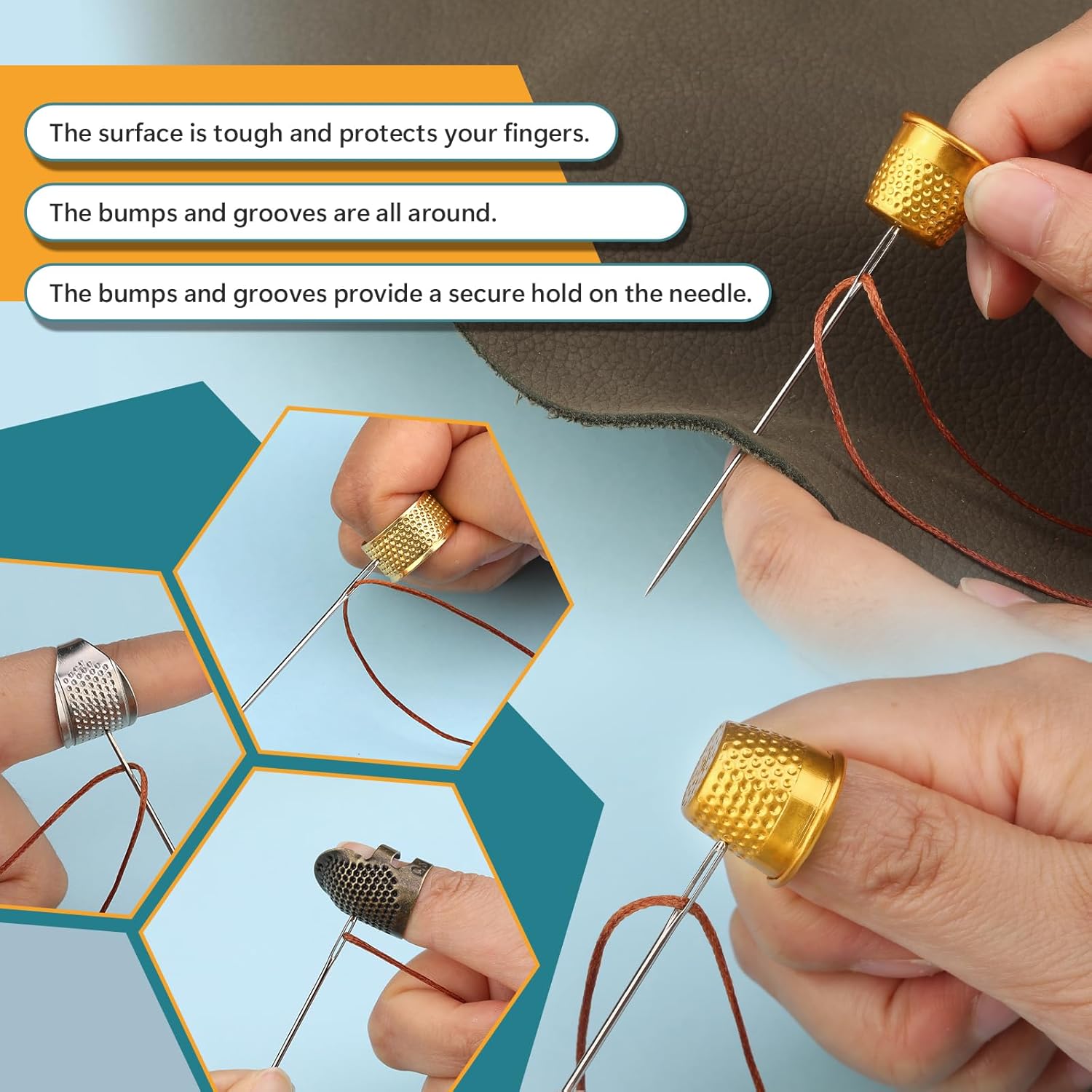 8PCS Sewing Thimble Kit for Ha - Sewing Thimble Metal reseña y precio