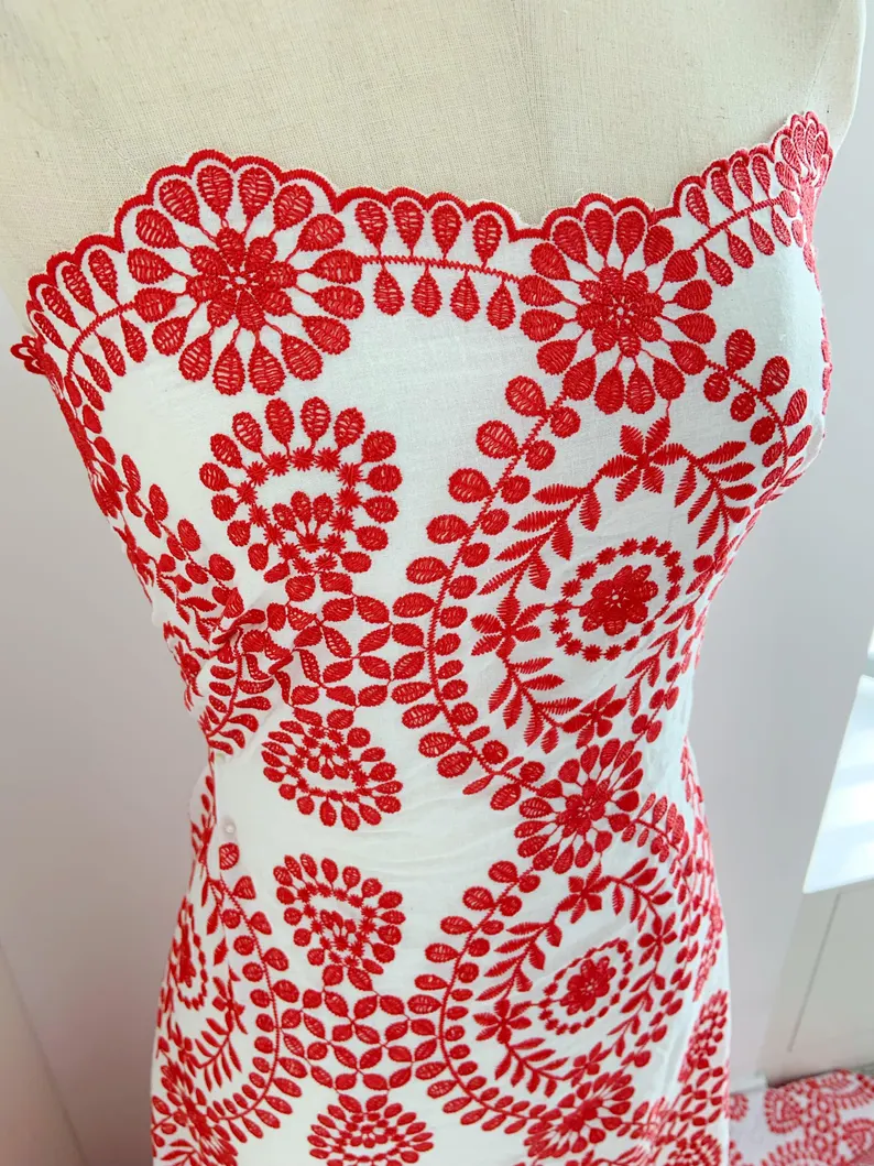 Off white Cotton Eyelet Lace F - Sewing Eyelet Fabric reseña y precio