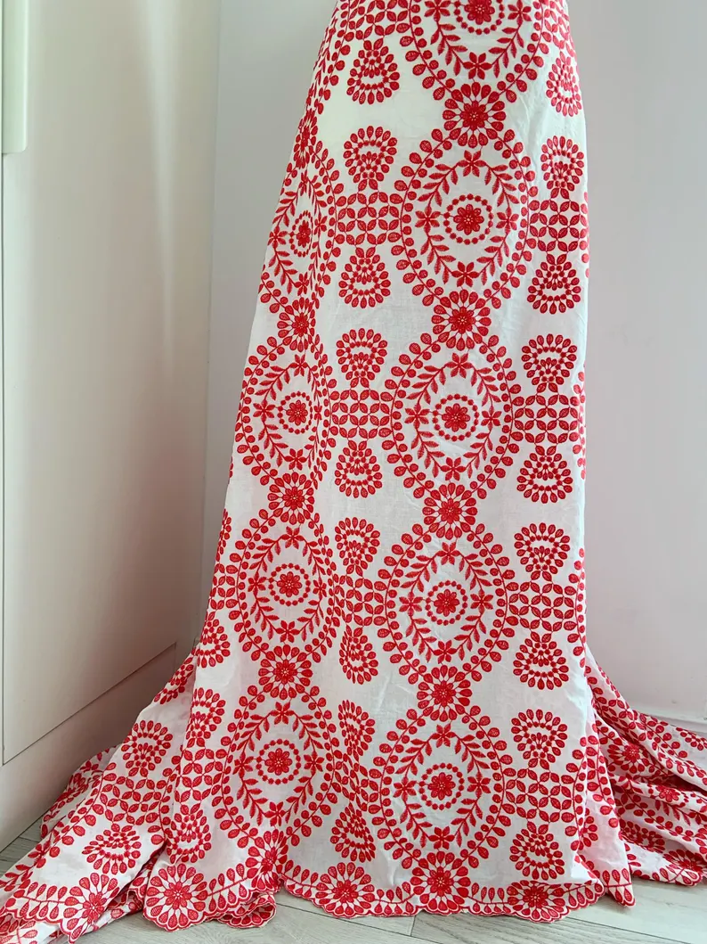 Off white Cotton Eyelet Lace F - Sewing Eyelet Fabric reseña y precio
