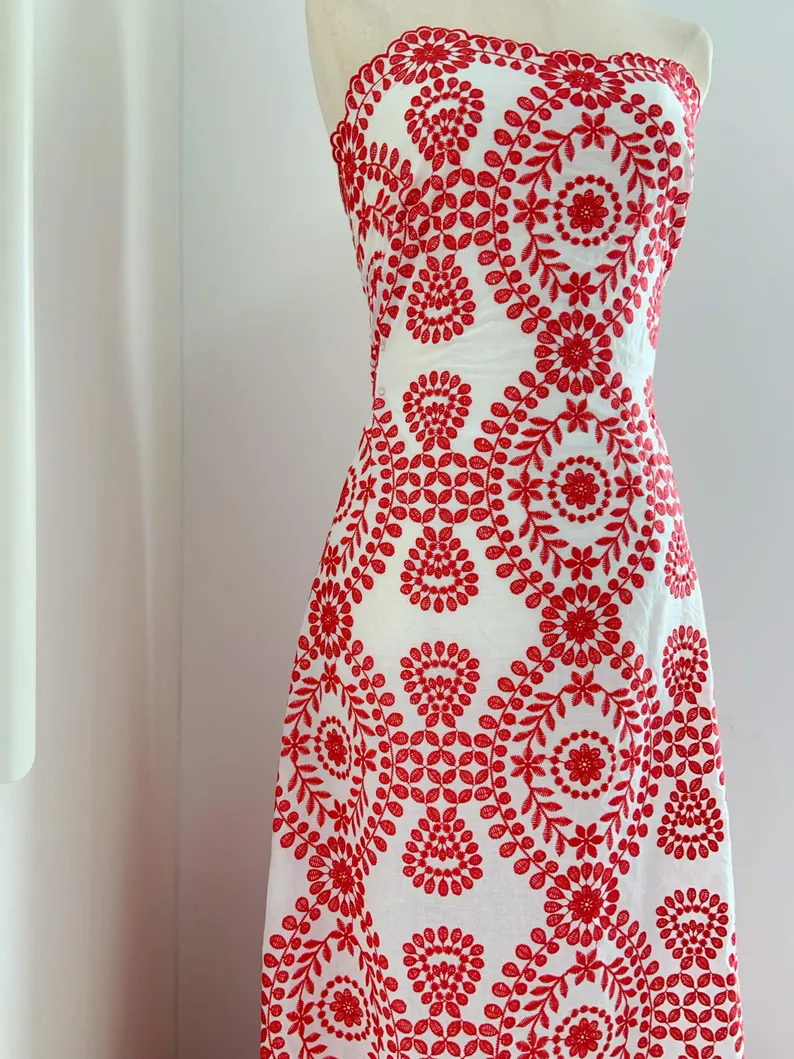 Off white Cotton Eyelet Lace F - Sewing Eyelet Fabric reseña y precio