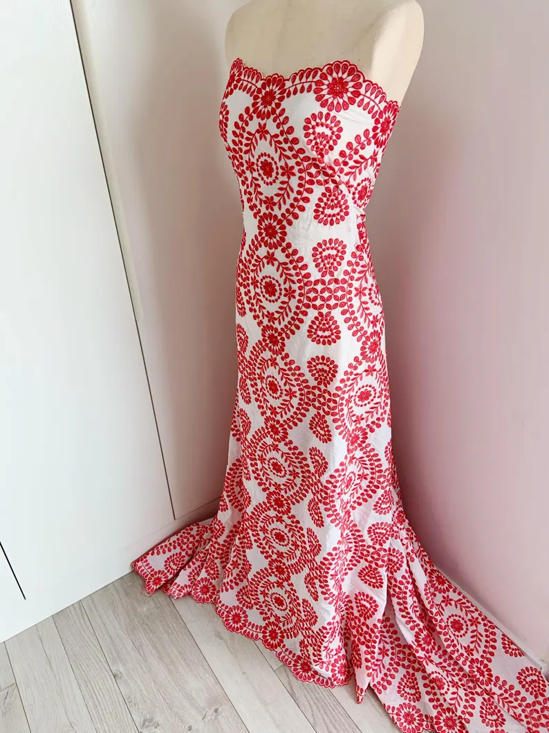 Off white Cotton Eyelet Lace F - Sewing Eyelet Fabric reseña y precio