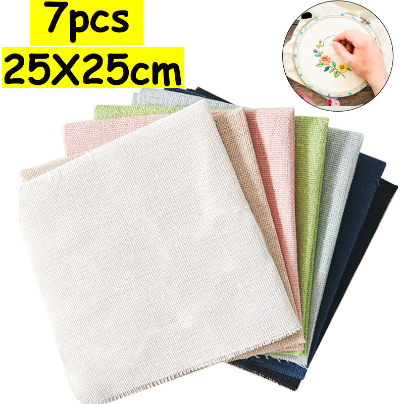 7-Piece Set of 25* 25cm Linen  - Is Sewing Textile Art reseña y precio