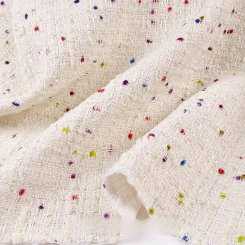 Creamy White 3D Grid Colorful  - Sewing Tweed reseña y precio