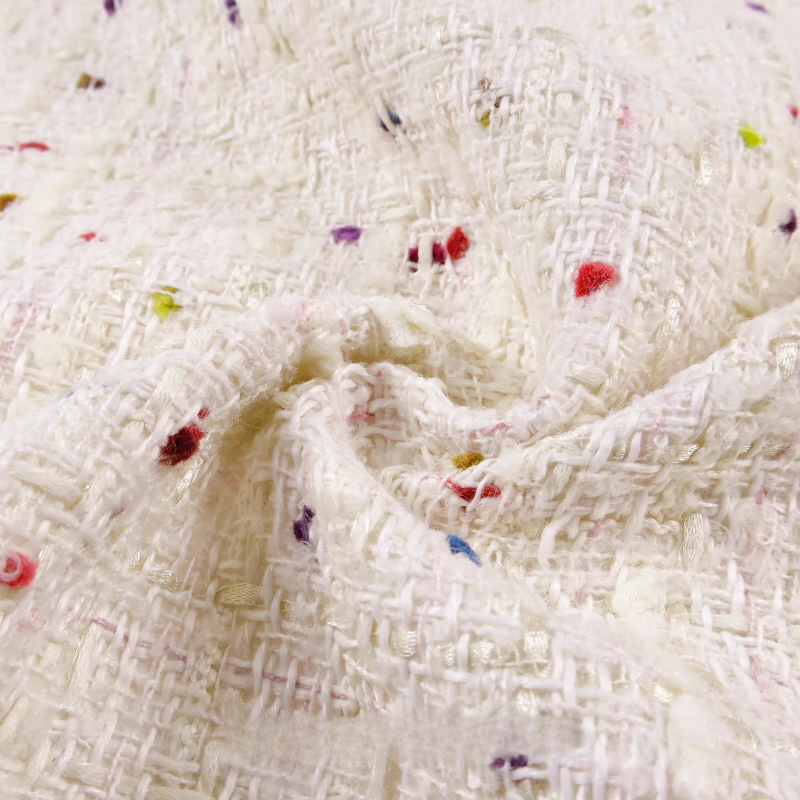 Creamy White 3D Grid Colorful  - Sewing Tweed reseña y precio