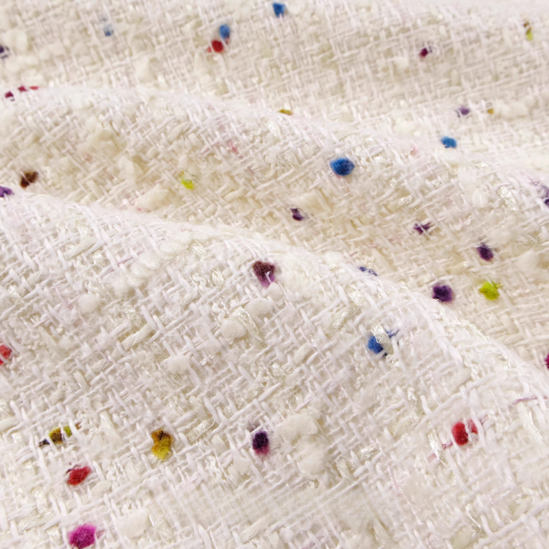 Creamy White 3D Grid Colorful  - Sewing Tweed reseña y precio