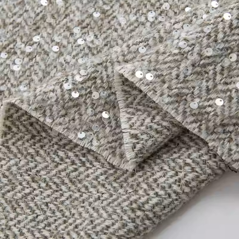 Light Grey With Sequin Yarn-Dy - Sewing Tweed reseña y precio