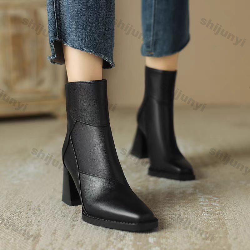 Woman Chunky Ankle Boots Women - Sewing Zipper reseña y precio