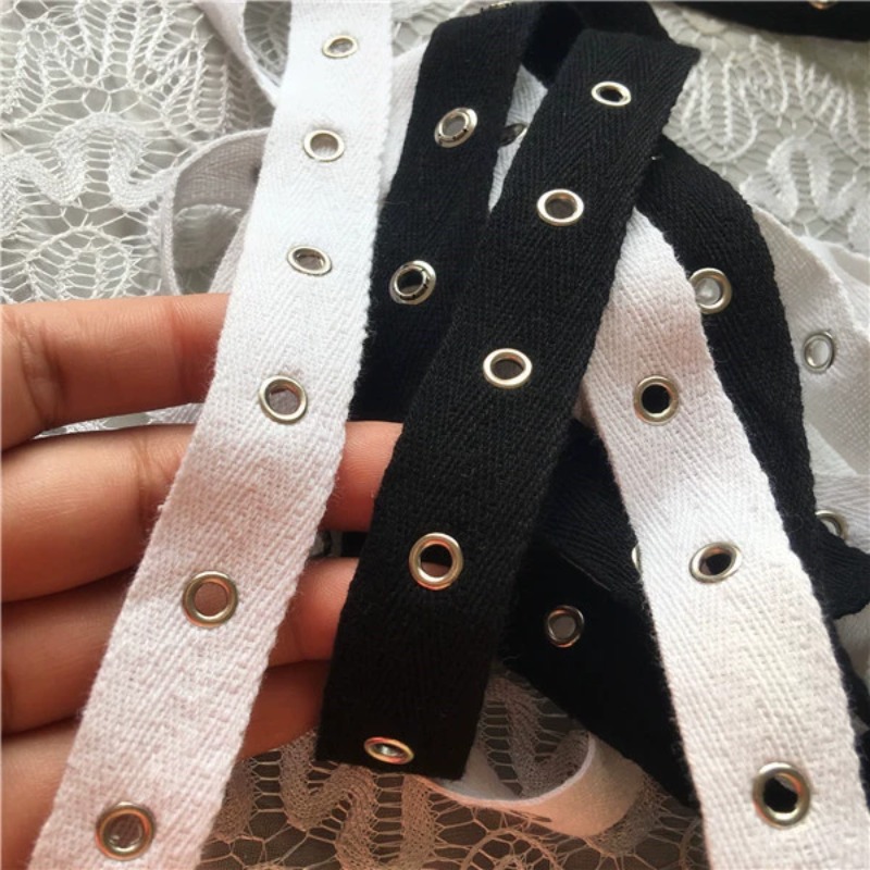 Black and White Cotton Webbing - Sewing Eyelet Fabric reseña y precio