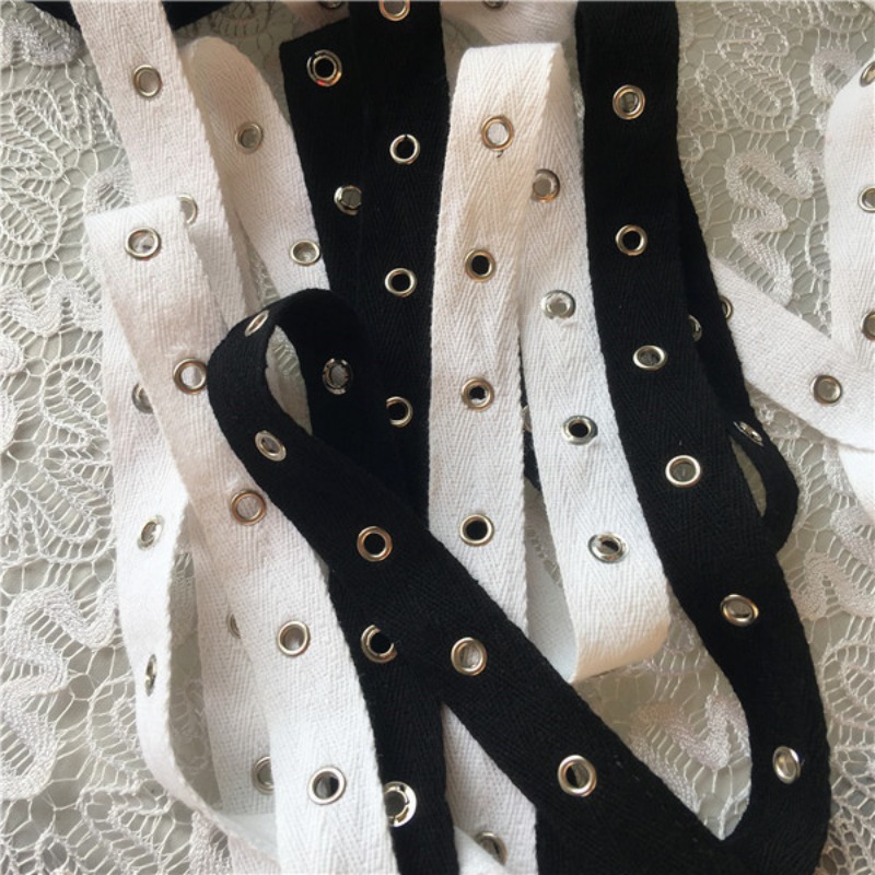Black and White Cotton Webbing - Sewing Eyelet Fabric reseña y precio