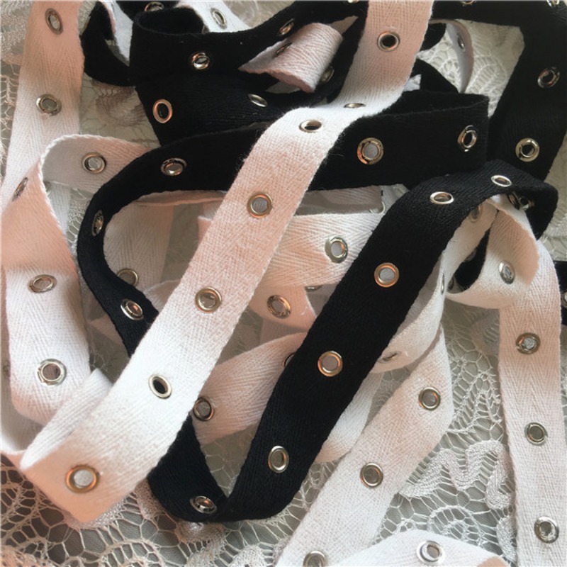 Black and White Cotton Webbing - Sewing Eyelet Fabric reseña y precio