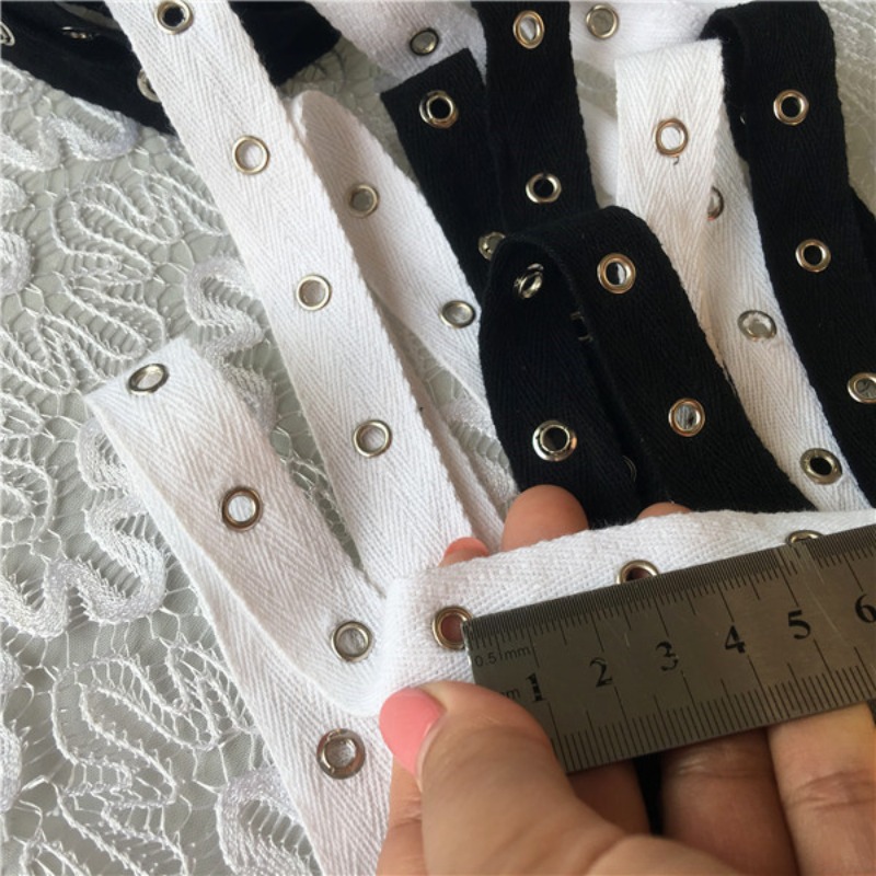 Black and White Cotton Webbing - Sewing Eyelet Fabric reseña y precio